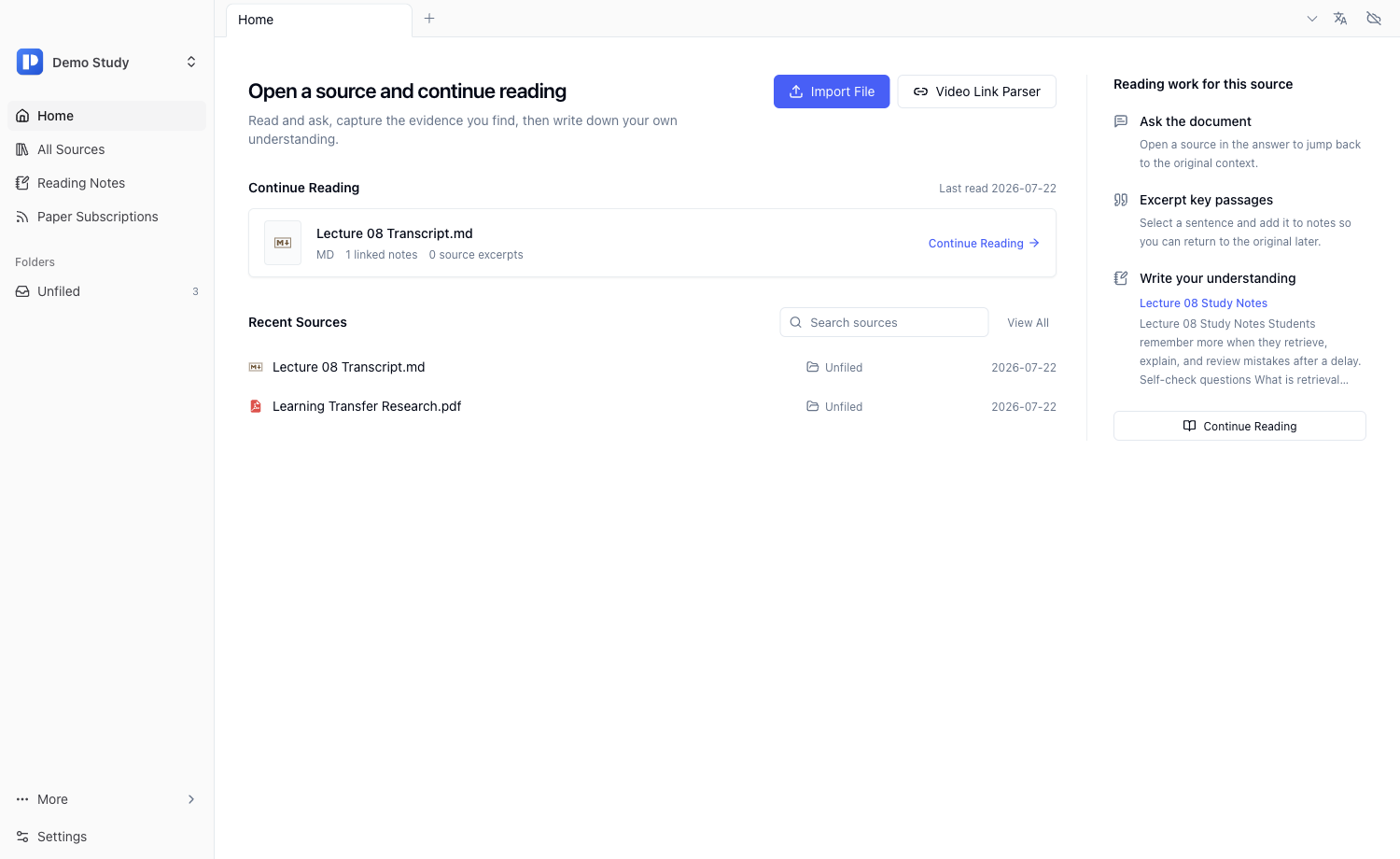 Pemo English source library and workspace
